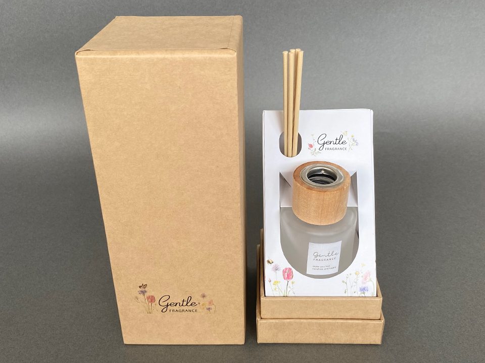 アロマディフューザーの製品箱（インロー式貼り箱）