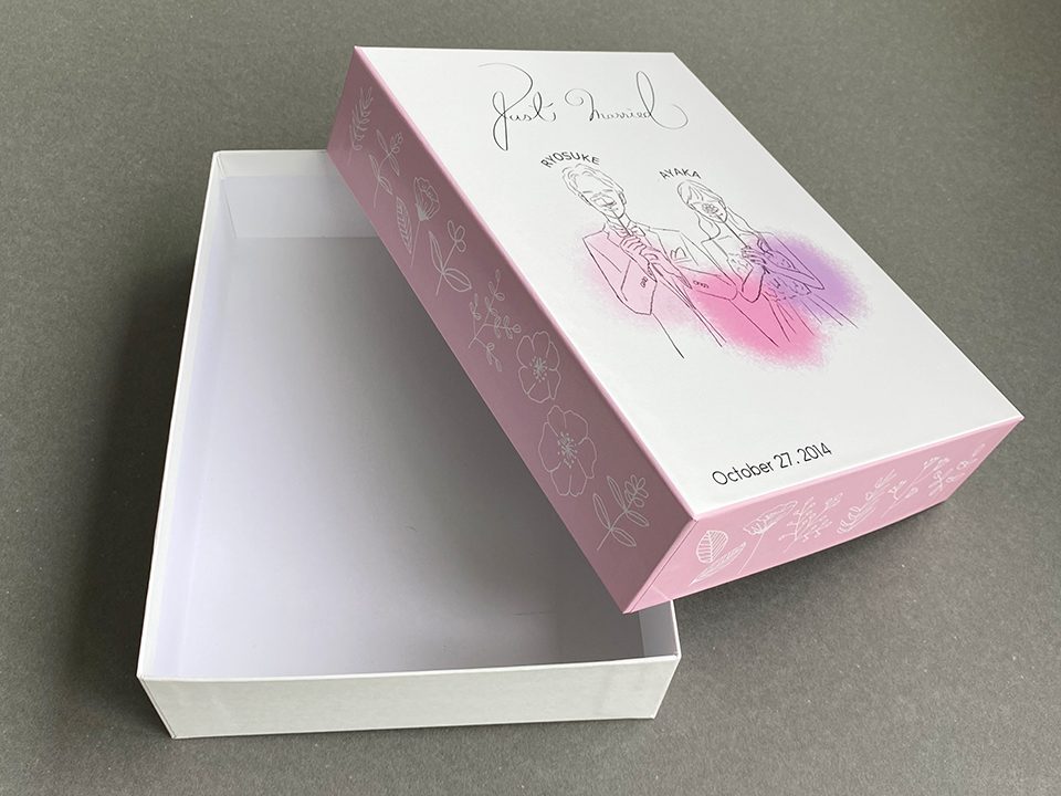 結婚式の引き出物用の箱（被せ式貼り箱（定型箱オーダー：A5サイズ））