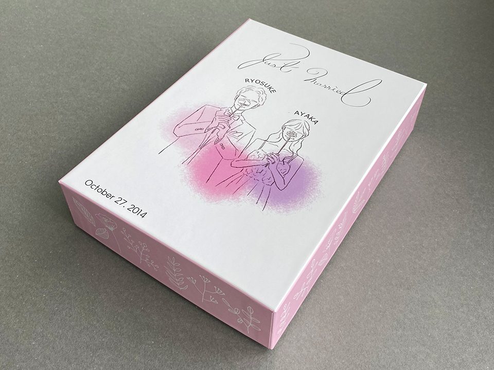 結婚式の引き出物用の箱（被せ式貼り箱（定型箱オーダー：A5サイズ））